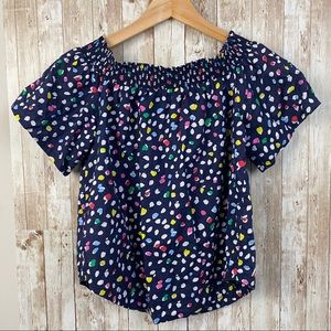 JCREW TOP off shoulder Women's blue short top